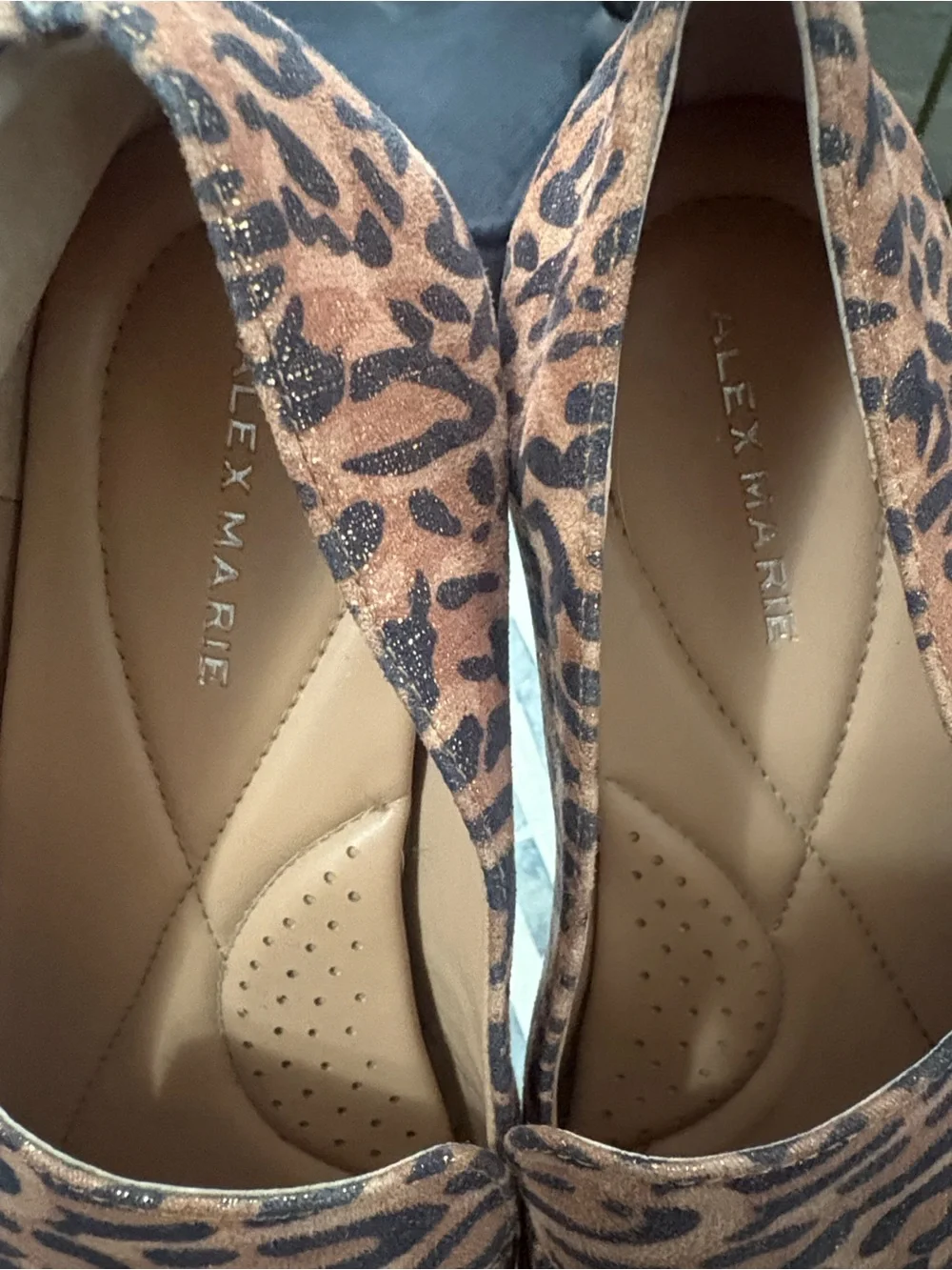Alex Marie Metallic Leopard -Print Slip-On‎ Loafers size 7